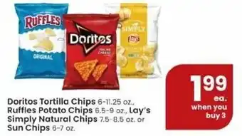 Albertsons Doritos Tortilla Chips, Ruffles Potato Chips, Lay's Simply Natural Chips, Sun Chips offer