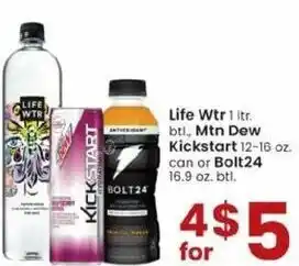 Albertsons Life Wtr 1 Ltr, Mtn Dew Kickstart Dew Or Bolt24 offer