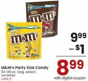 Albertsons M&M's Party Size Candy 34-38 oz offer