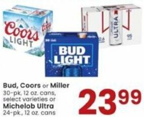 Albertsons Bud, Coors Or Miller, Michelob Ultra offer