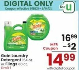 Albertsons Gain Laundry Detergent Or Flings offer
