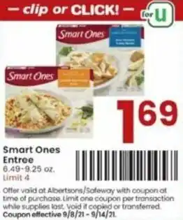 Albertsons Smart One Entree offer