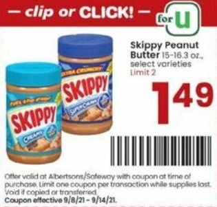 Albertsons Skippy Peanut Butter offer
