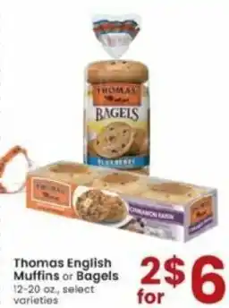 Albertsons Thomas English Muffins Or Bagels 12-20 oz offer