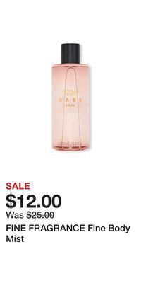 Victoria's Secret Fine fragrance fine body mist offer