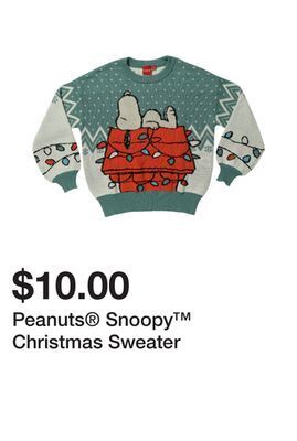Five Below Peanuts snoopy christmas sweater offer