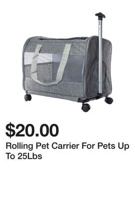 Five Below Rolling pet carrier for pets up to 25lbs offer