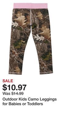 Cabela's Outdoor kids camo leggings for babies or toddlers offer