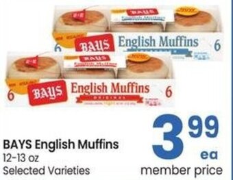Albertsons BAYS English Muffins 12-13 oz offer