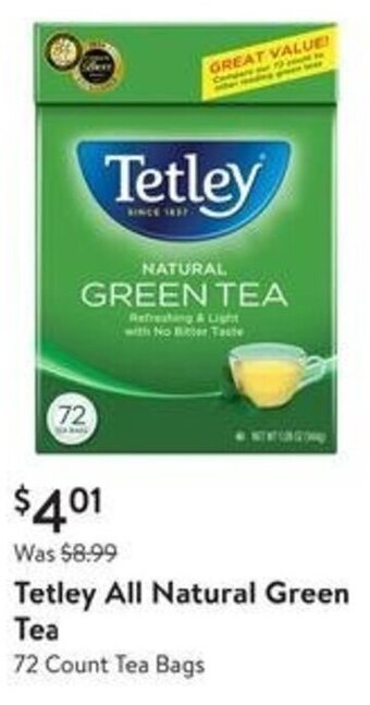 Walmart Tetley All Natural Green Tea offer