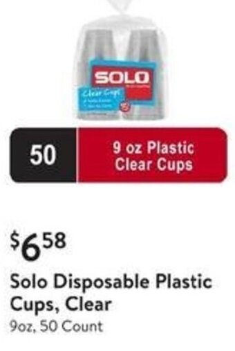 Walmart Solo Disposable Plastic Cups, Clear offer