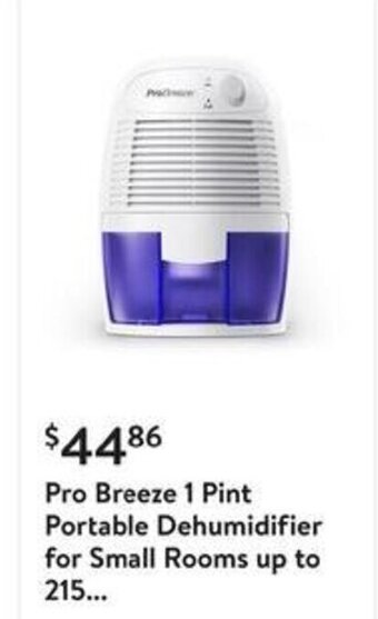 Walmart Pro Breeze 1 Pint Portable Dehumidifier for Small Rooms up to 215 offer
