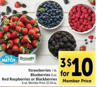 Safeway Strawberries, Blueberries , Red Raspberries Or Blackberries offer