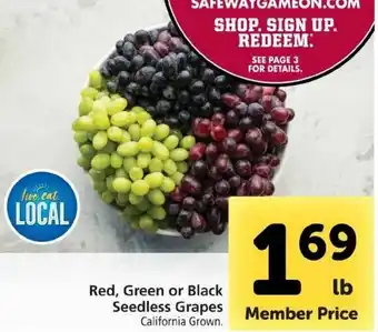 Safeway Red,Green Or Black Seedless Grapes offer
