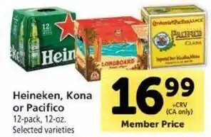 Safeway Heineken,Kona Or Pacifico 12 oz offer