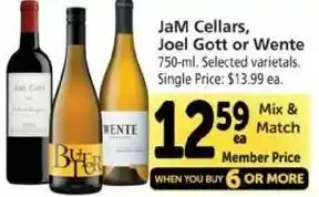 Safeway JaM Cellars, Joel Gott Or Wente offer