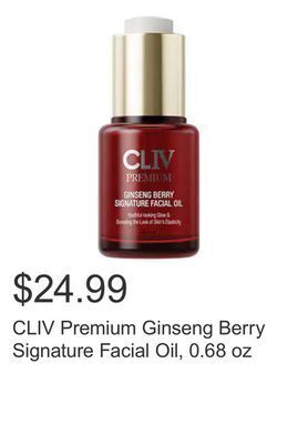 Costco Cliv premium ginseng berry signature facial oil, 0.68 oz offer