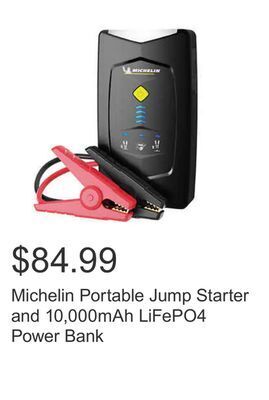 Costco Michelin portable jump starter and 10,000mah lifepo4 power bank offer