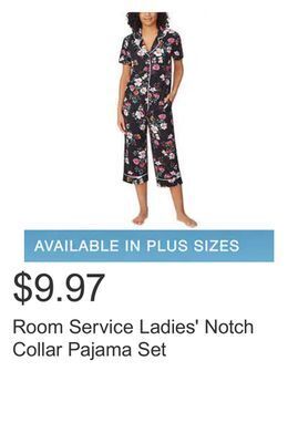 Costco Room service ladies' notch collar pajama set offer