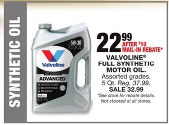 Blain's Farm & Fleet Valvoline full synthetic motor oil offer