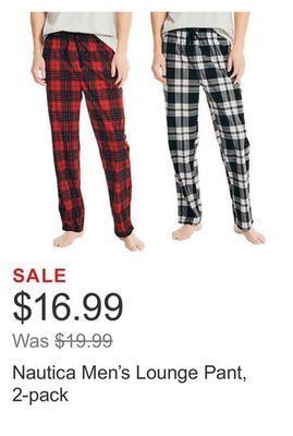 Costco Nautica men's lounge pant, 2-pack offer