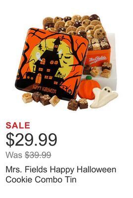 Costco Mrs. fields happy halloween cookie combo tin offer