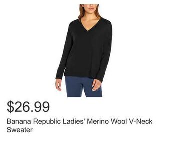 Costco Banana republic ladies' merino wool v-neck sweater offer