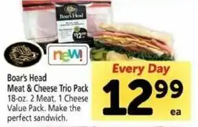 Safeway Boar's Head Meat & Cheese Trio Pack 18 oz offer