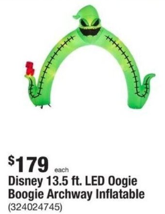 The Home Depot Disney 13.5 ft. LED Oogie Boogie Archway Inflatable offer