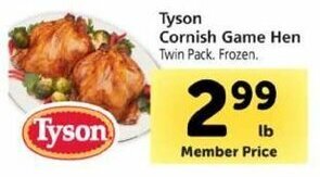 Safeway Tyson Cornish Game Hen offer