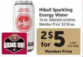 Safeway Hiball Sparkling Energy Water 16 oz offer