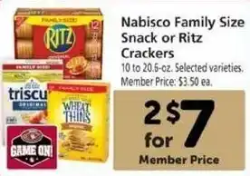 Safeway Nabisco Family Size Snack Or Ritz Crackers offer