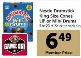 Safeway Nestle Drumstick King Size Cones, Lil' Or Mini Drums offer
