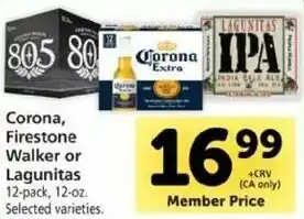 Safeway Corona, Firestone Walker Or Lagunitas 12 oz offer