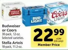 Safeway Budweiser Or Coors, Stella Artois 11.2 oz offer