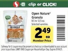 Safeway Open Nature Granola offer