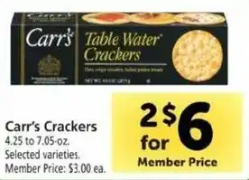 Safeway Carr's Crackers 4.25-7.05 oz offer