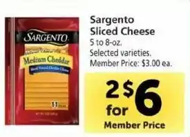 Safeway Sargento Sliced Cheese 5-8 oz offer
