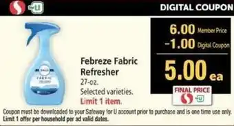 Safeway Febreze Fabric Refresher 27 oz offer