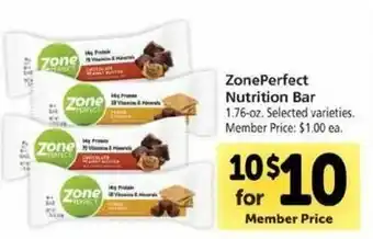Safeway ZonePerfect Nutrition Bar offer