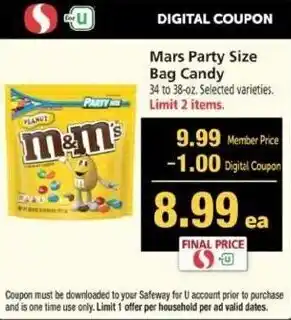 Safeway Mars Party Size Bag Candy offer