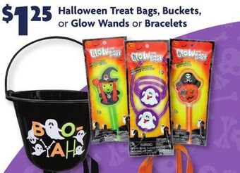 Family Dollar Halloween treat bags, buckets, or glow wands or bracelets offer
