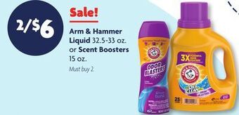 Family Dollar Arm & hammer liquid 32.5-33 oz. or scent boosters 15 oz offer