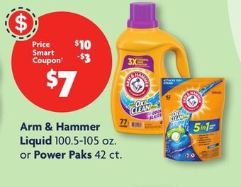 Family Dollar Arm & hammer liquid 100.5-105 oz. or power paks 42 ct offer