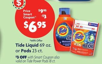 Family Dollar Tide liquid 69 oz. or pods 23 ct offer