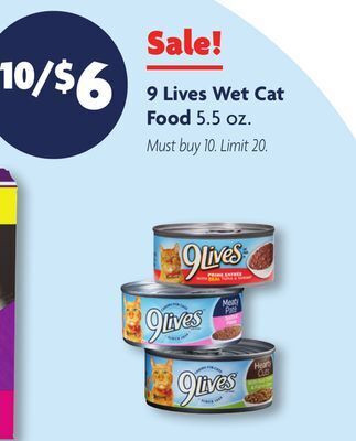Family Dollar 9 lives wet cat food offer