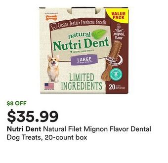 Petco Natural filet mignon flavor dental dog treats, 20-count box offer
