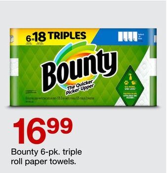 Target Bounty 6-pk. triple roll paper towels offer