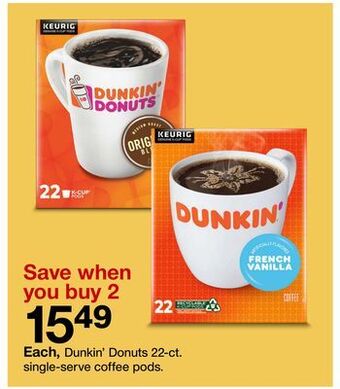 Target Dunkin' donuts 22-ct. single-serve coffee pods offer