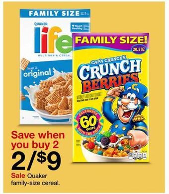 Target Quaker family-size cereal offer